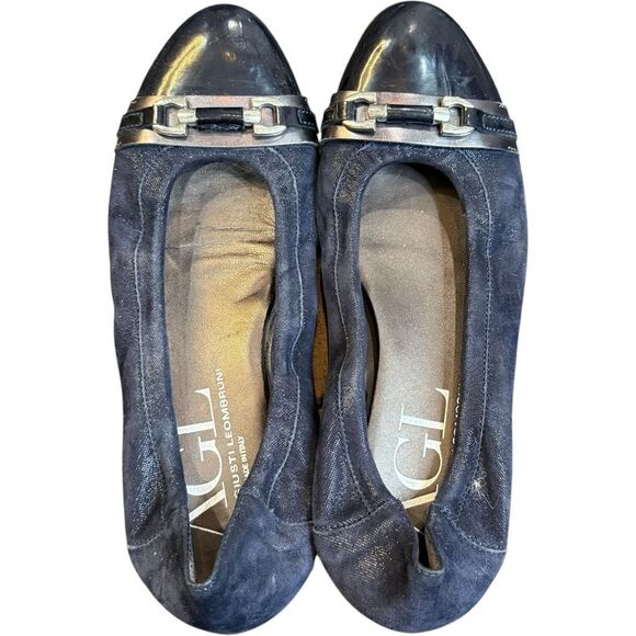 AGL Attilio Giusti Leombruni Monika Suede Patent Leather Italy Round Cap Toe Bal - Picture 7 of 9